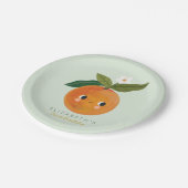 Kleine Cutie Sinaasappel Eerste Verjaardag Papieren Bordje (Gekanteld)