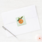 Kleine Cutie Sinaasappel Eerste Verjaardag Vierkante Sticker (Envelop)
