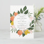 Kleine Cutie Sinaasappel en groen Baby shower Kaart (Staand voorkant)