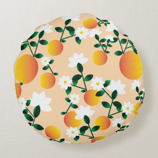 Kleine Cutie Sinaasappel Pattern Rond Kussen (Achterkant)