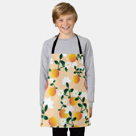 Kleine Cutie Sinaasappel Pattern Schort (Gedragen)