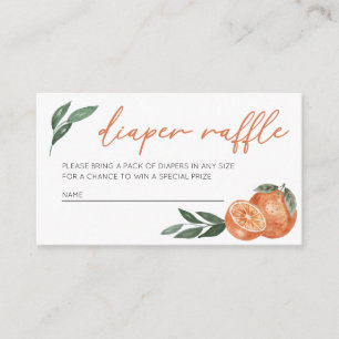 Kleine Cutie Sinaasappels en groene luier Raffle Informatiekaartje