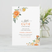 Kleine Cutie Waterverf Citrus Bloemen Baby shower Kaart (Staand voorkant)