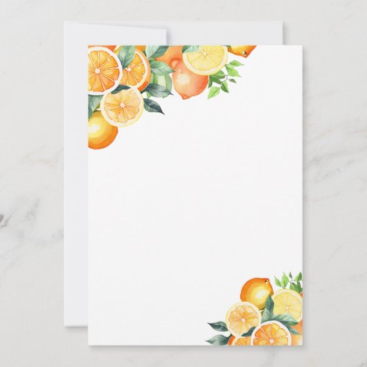 Kleine Cutie Waterverf Citrus Zomer Baby shower Kaart (Achterkant)