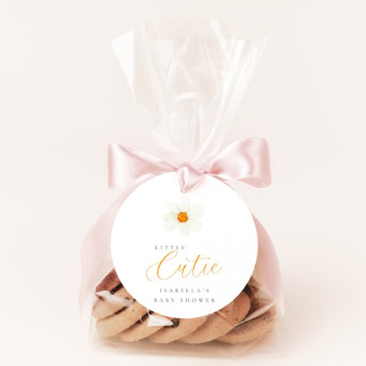 Kleine Cutie Waterverf Daisy Meisje Baby shower Bedankjes Labels