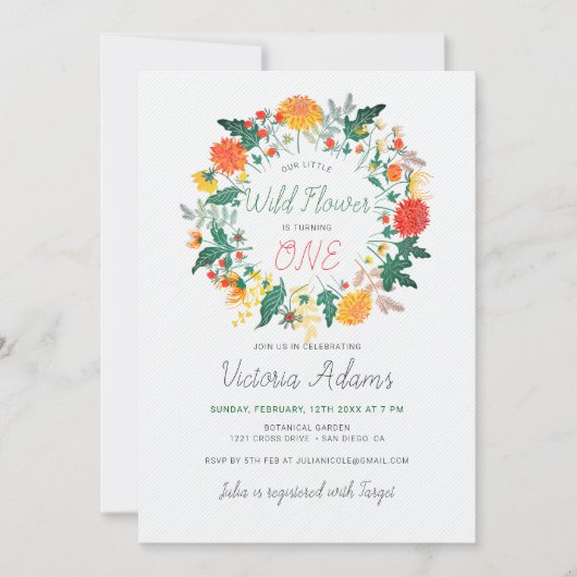 Kleine Dahlia Wilde Bloemenkrans Foto Verjaardag Kaart (Voorkant)