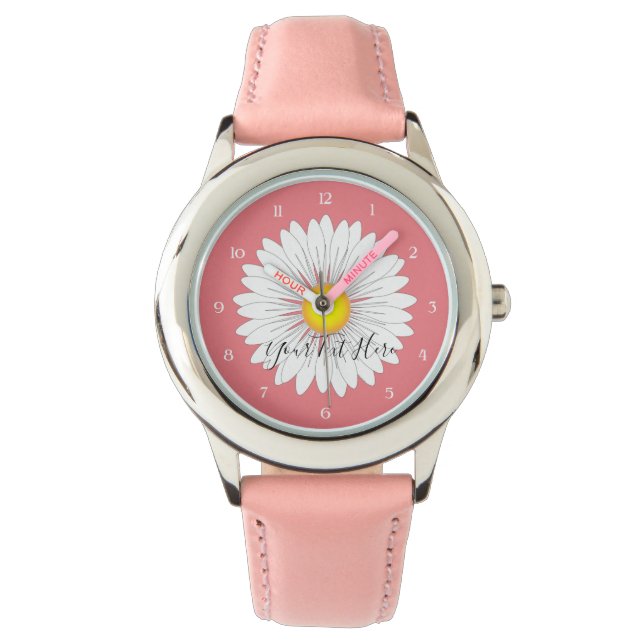  Kleine Daisy Kinder Roze Roestvrij staal Horloge (Voorkant)