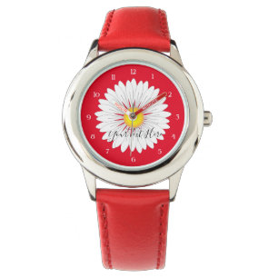  Kleine Daisy Kinderen Rood Roestvrij staal Horloge