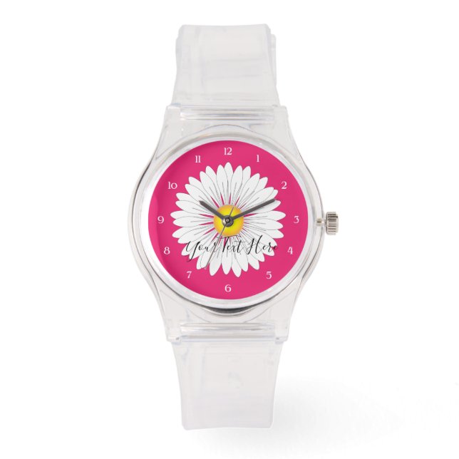  kleine Daisy sportieve roze siliconen Horloge (Voorkant)