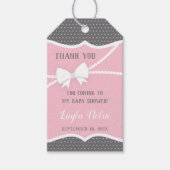 Kleine Dame Dank u Label, gunst, roze, grijs Cadeaulabel (Voorkant)