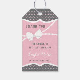 Kleine Dame Dank u Label, gunst, roze, grijs Cadeaulabel