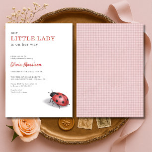 Kleine Dame Lieveheersbeestje Gingham Baby Shower Kaart