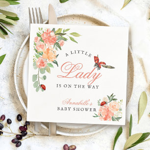 Kleine Dame Lieveheersbeestje Rozen Meisje Baby Sh Servet