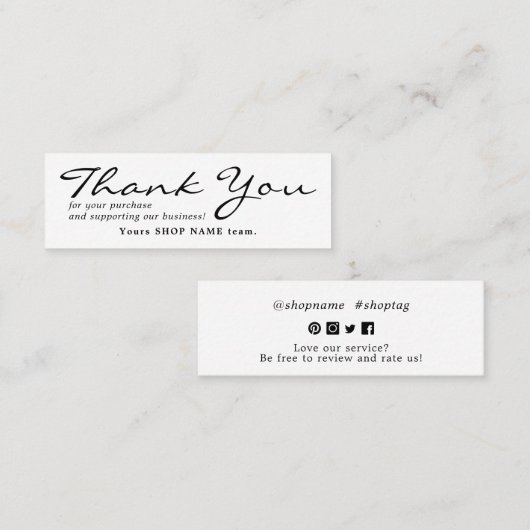 Kleine Dank u voor uw bestelling Mini Visitekaartje (Voorkant / Achterkant)