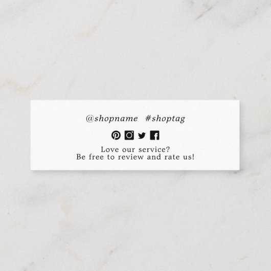 Kleine Dank u voor uw bestelling Mini Visitekaartje (Achterkant)