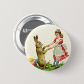  kleine dans met bunny Paaseieren Ronde Button 5,7 Cm (Voorkant /achterkant)