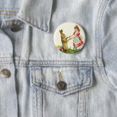  kleine dans met bunny Paaseieren Ronde Button 5,7 Cm (In situ)