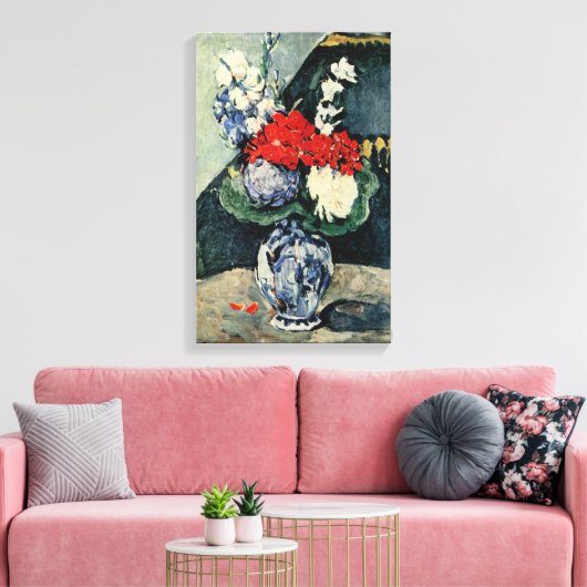 Kleine delft vase met bloemen door Paul Cezanne Canvas Afdruk (Insitu (Woonkamer))