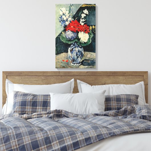 Kleine delft vase met bloemen door Paul Cezanne Canvas Afdruk (Insitu (Slaapkamer))