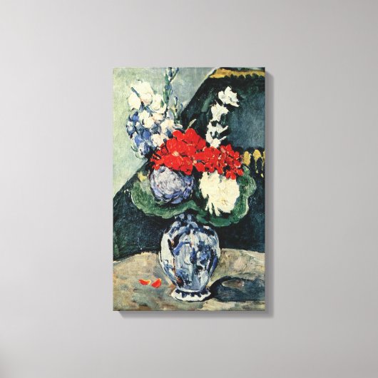 Kleine delft vase met bloemen door Paul Cezanne Canvas Afdruk (Voorkant)