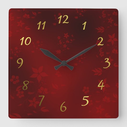 kleine delicate Aziatische bloemen op een feesteli Vierkante Klok (Voorkant)