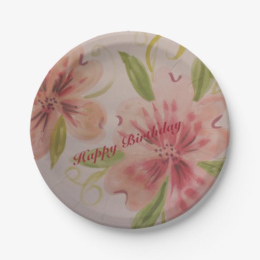 Kleine designer papier Borden in roze Papieren Bordje (Voorkant)