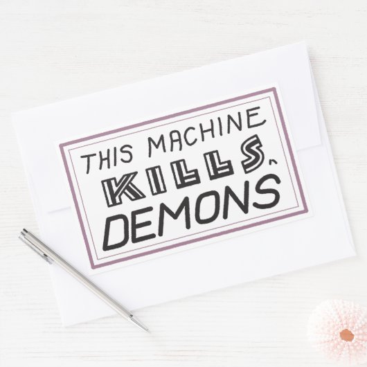 Kleine "Deze machine doodt demonen" sticker (Envelop)