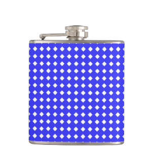 Kleine diamant vierkantjes patroon kobaltblauw wit heupfles