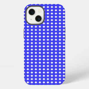 Kleine diamant vierkantjes patroon kobaltblauw wit iPhone 13 hoesje
