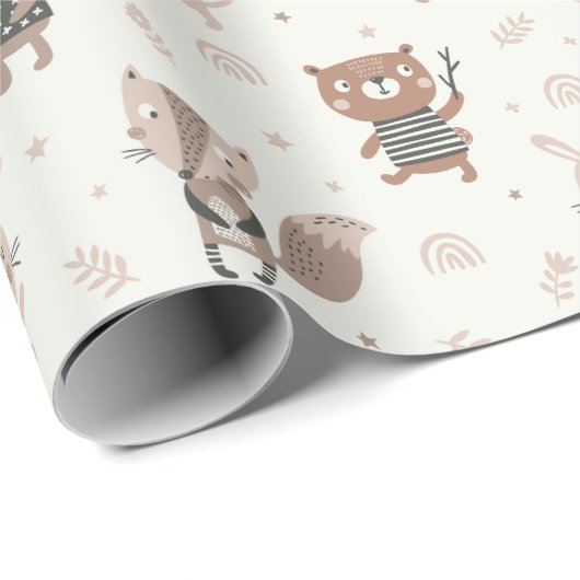 Kleine dieren in aardtonen cadeaupapier (Rol Hoek)