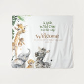 Kleine Dieren Safari Jungle Baby Shower Welkom Wandkleed (Voorkant (horizontaal))