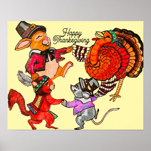 KLEINE DIEREN THANKSGIVING DANS  POSTER (Voorkant)