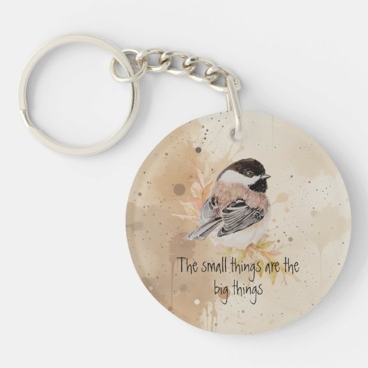 Kleine dingen Inspirerende citaten Meesje Vogel Sleutelhanger (Voorkant)