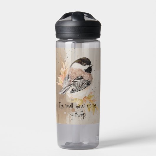 Kleine dingen Inspirerende citaten Meesje Vogel Waterfles (Voorkant)