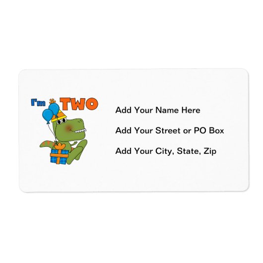 Kleine Dino 2e Verjaardag Tshirts en geschenken Etiket (Voorkant)