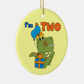 Kleine Dino 2e Verjaardag Tshirts en geschenken Keramisch Ornament (Rechts)