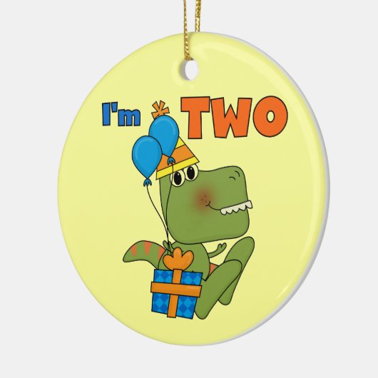 Kleine Dino 2e Verjaardag Tshirts en geschenken Keramisch Ornament (Links)