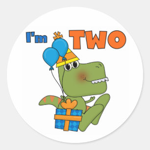 Kleine Dino 2e Verjaardag Tshirts en geschenken Ronde Sticker
