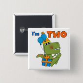Kleine Dino 2e Verjaardag Tshirts en geschenken Vierkante Button 5,1 Cm (Voorkant /achterkant)