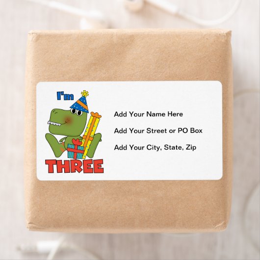 Kleine Dino 3e Verjaardag Tshirts en geschenken Etiket (Insitu)