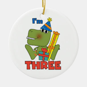 Kleine Dino 3e Verjaardag Tshirts en geschenken Keramisch Ornament