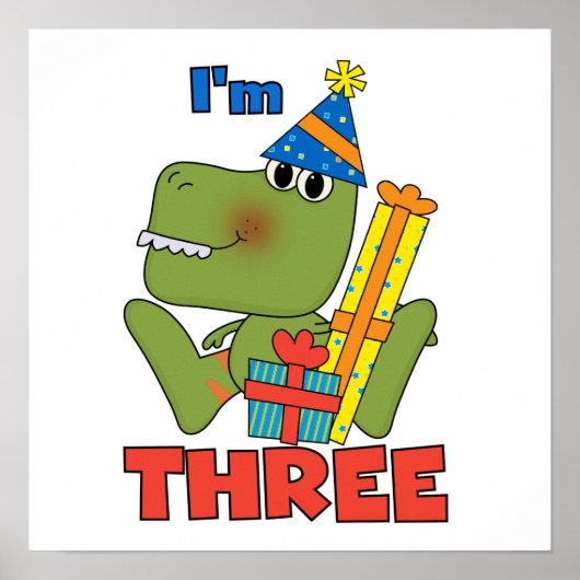 Kleine Dino 3e Verjaardag Tshirts en geschenken Poster (Voorkant)