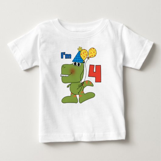Kleine Dino 4e verjaardag Tshirts en geschenken (Voorkant)