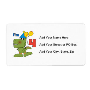 Kleine Dino 4e verjaardag Tshirts en geschenken Etiket