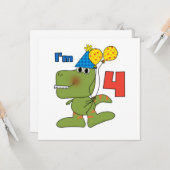 Kleine Dino 4e verjaardag Tshirts en geschenken Kaart (Voorkant / Achterkant in situ)