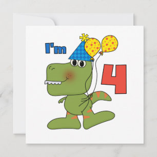 Kleine Dino 4e verjaardag Tshirts en geschenken Kaart