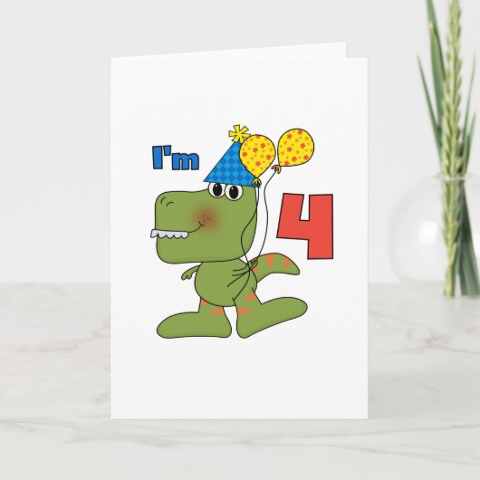 Kleine Dino 4e verjaardag Tshirts en geschenken Kaart (Voorkant)
