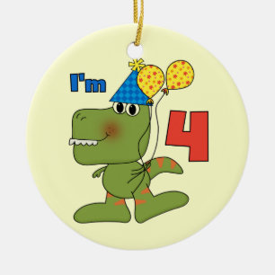 Kleine Dino 4e verjaardag Tshirts en geschenken Keramisch Ornament