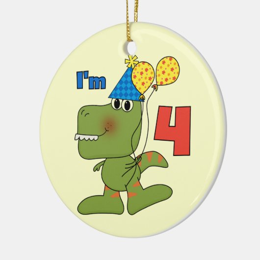 Kleine Dino 4e verjaardag Tshirts en geschenken Keramisch Ornament (Links)