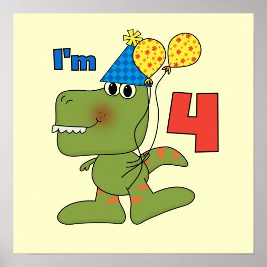 Kleine Dino 4e verjaardag Tshirts en geschenken Poster (Voorkant)